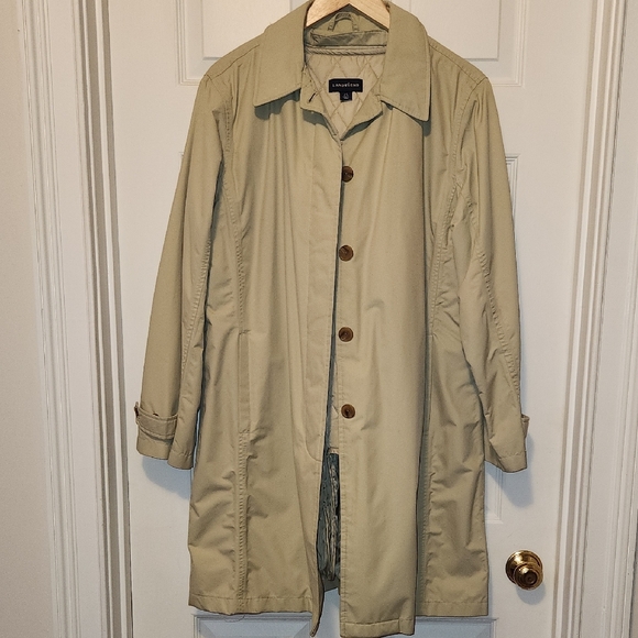 Lands End Tan Trench Coat Lightweight Classic Style - Picture 4 of 12